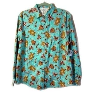 Men’s Mickey Mouse Holiday Flannel Button Down Shirt - Size M - NWT
